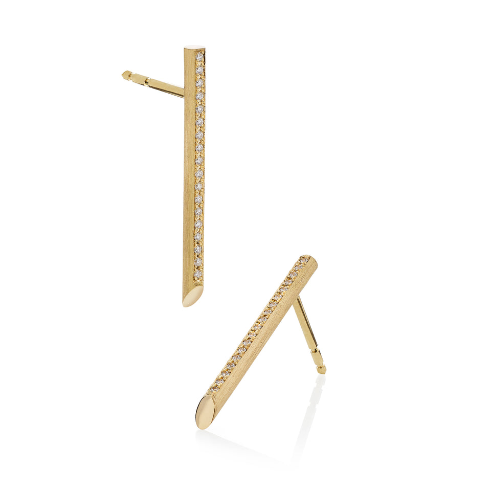 Icicle ørestik No. 02 med brillanter - Gult guld