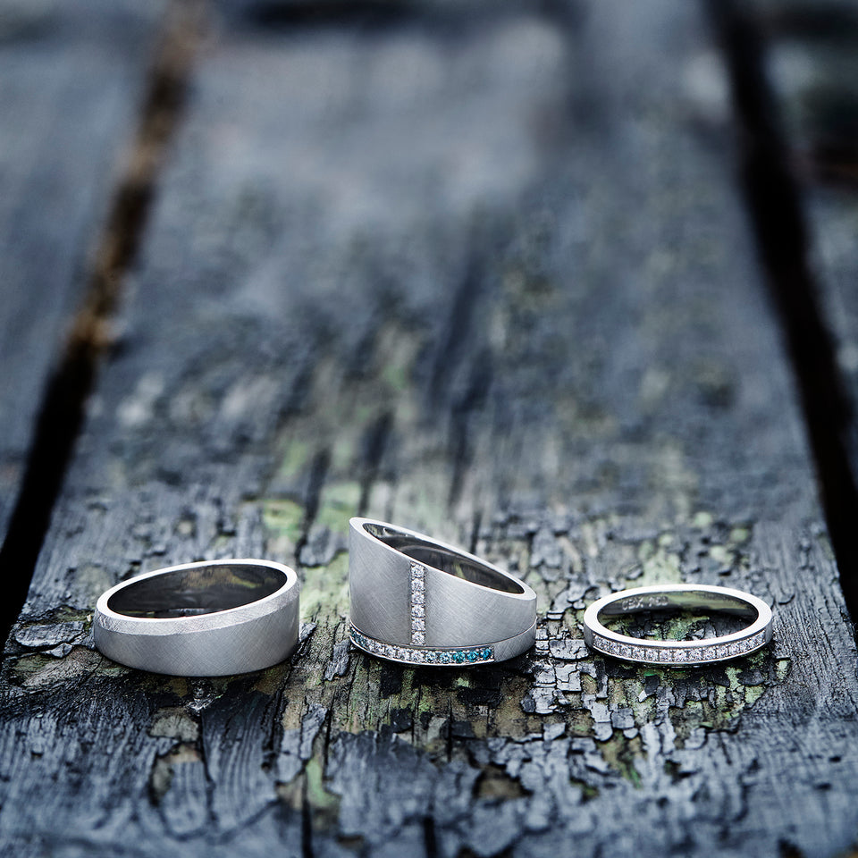 05 dameringe og herrering, sæt - Hvidguld