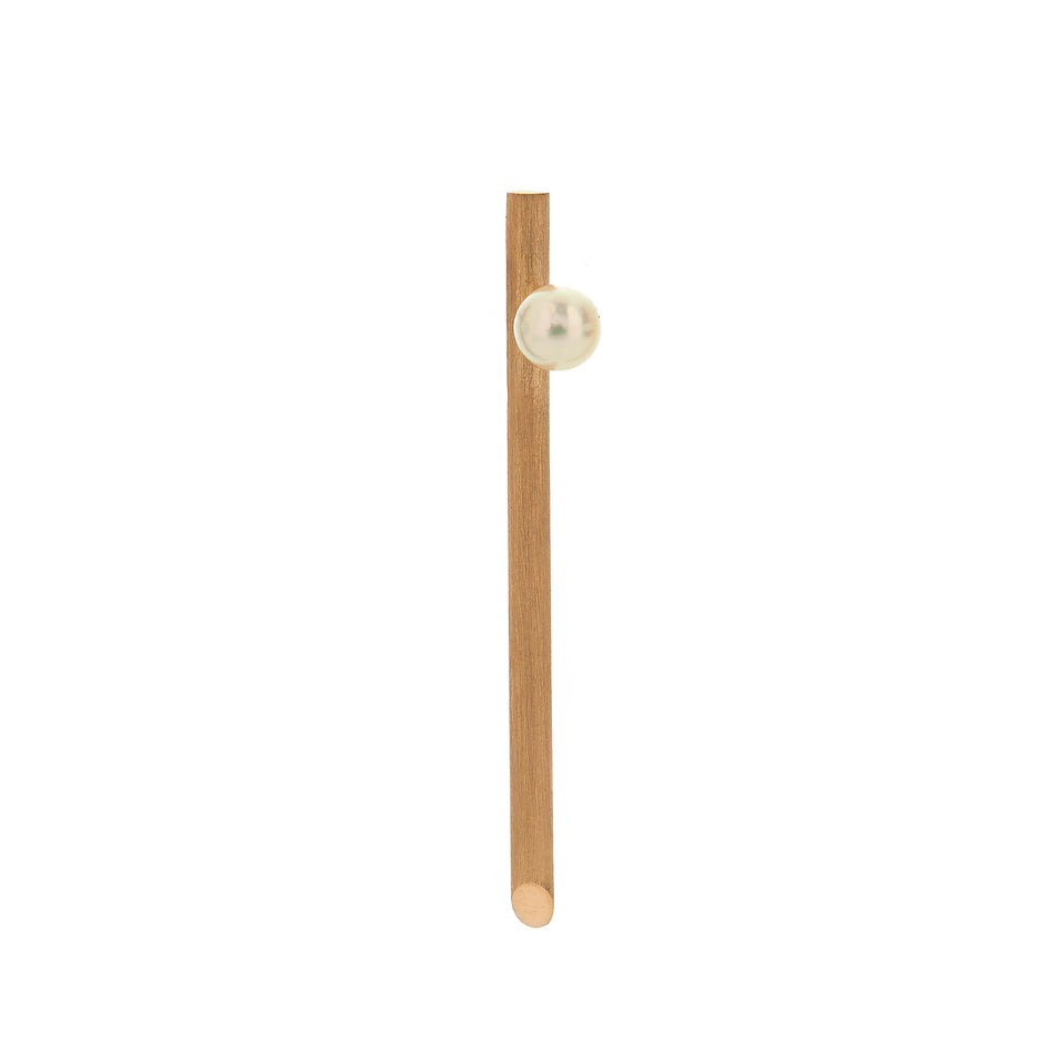 Icicle ørestikker No. 05 med Akoya perle - Gult guld
