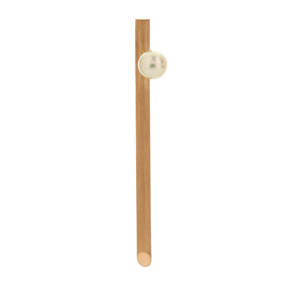 Icicle ørestikker No. 05 med Akoya perle - Gult guld
