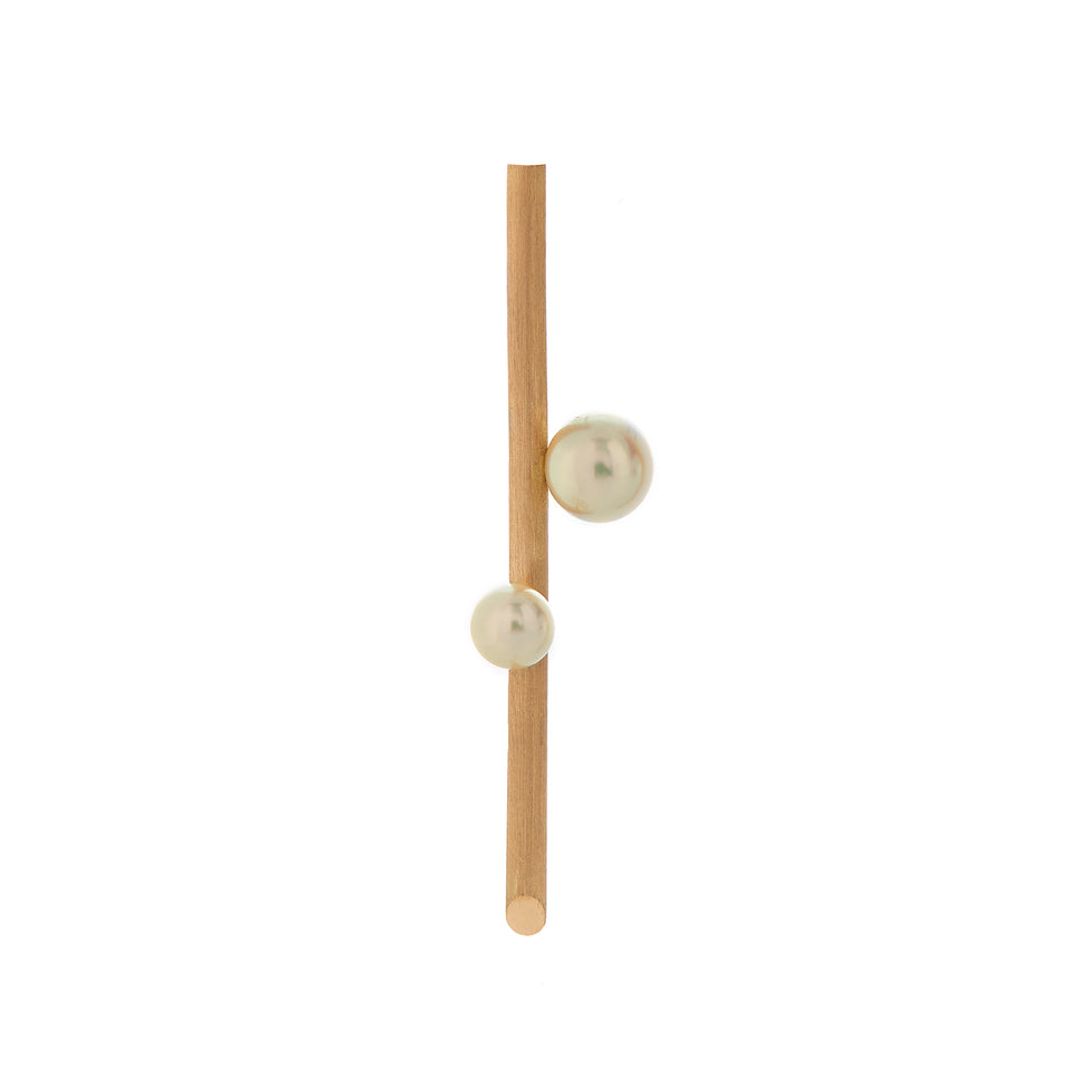 Icicle ørestik No.06 med Akoya perler - Gult guld
