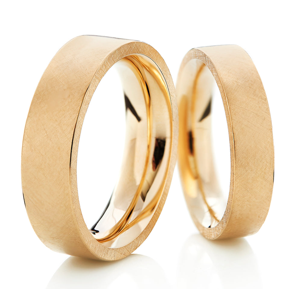 Vielsesringe 02 dame- og herrering - Gult guld