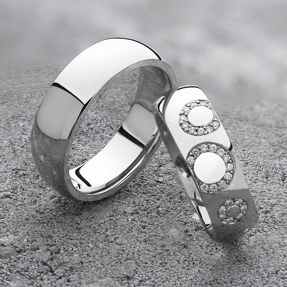 Vielsesringe 03 dame- og herrering - Hvidguld