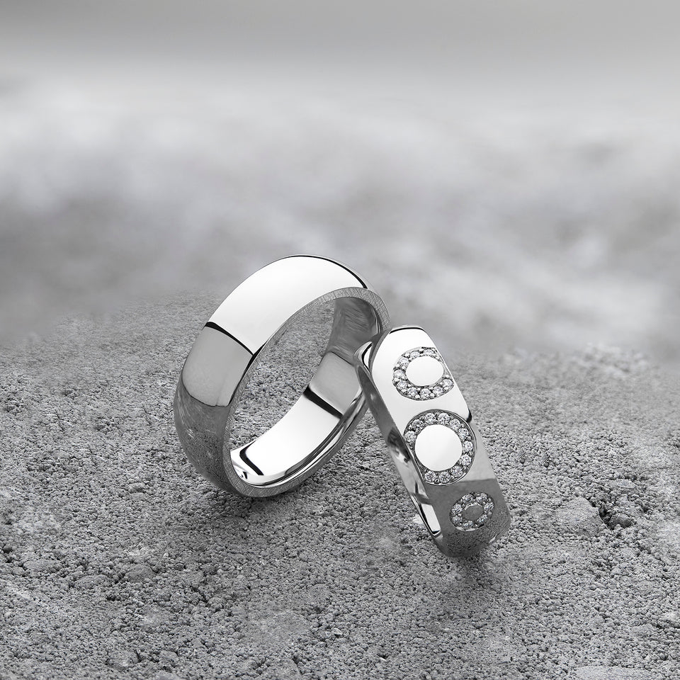 Vielsesringe 03 dame- og herrering - Hvidguld