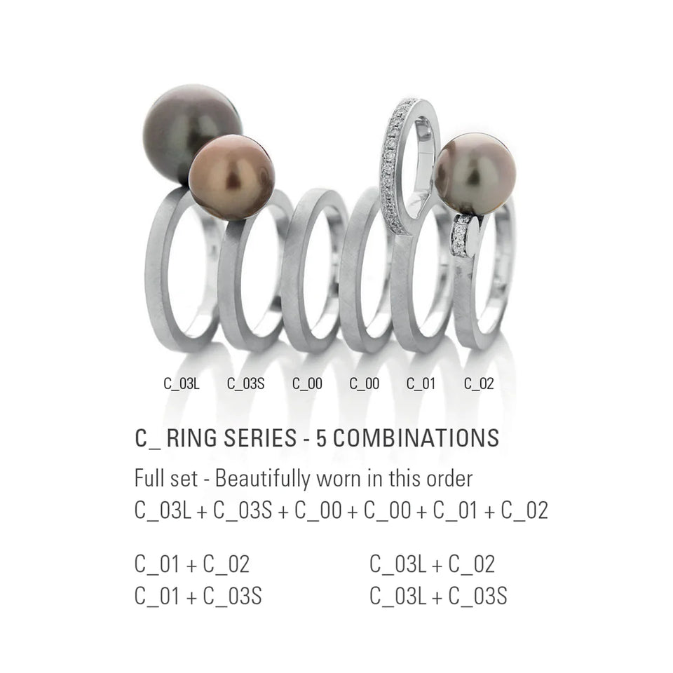 C_ signaturring med perler og brillanter - Platin
