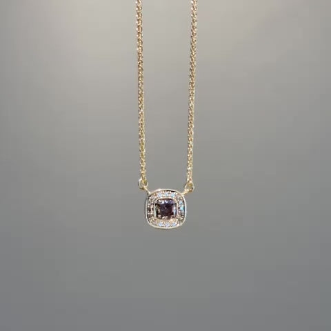 Unika cushion cut brun diamant vedhæng i guldkæde - Gult guld